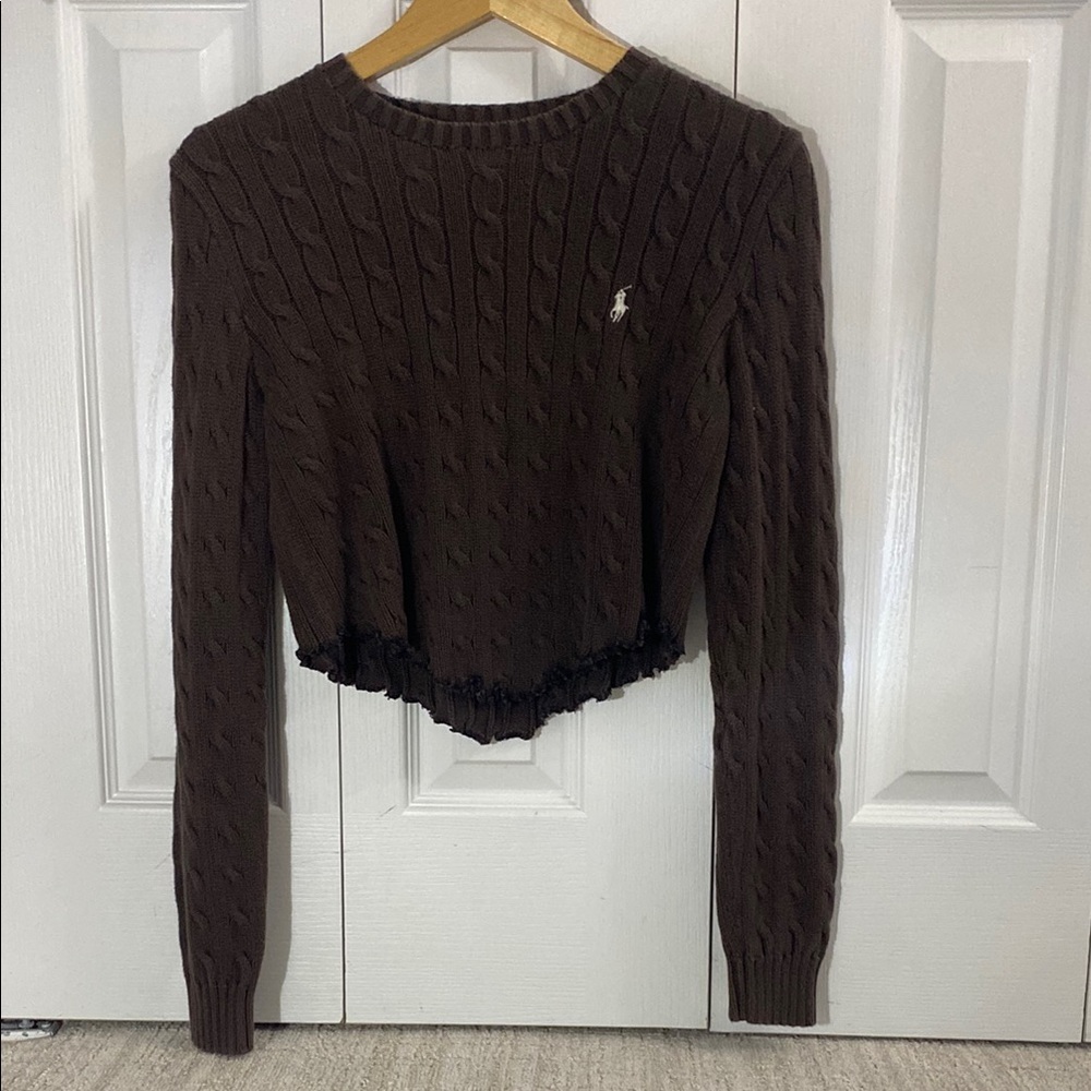 Ralph Lauren Dark Brown Cable Knit Sweater
